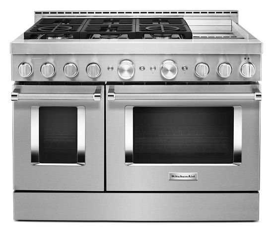  KitchenAid® 48'' Smart Commercial-Style Gas Range with Griddle