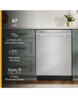 Pocket Handle Dishwasher with 3rd Rack & Large Capacity