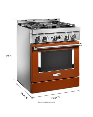 KitchenAid® 30'' Smart Commercial-Style Gas Range with 4 Burners