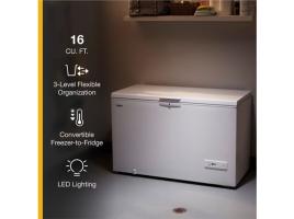 16 Cu. Ft. Convertible Chest Freezer with 3 Storage Levels
