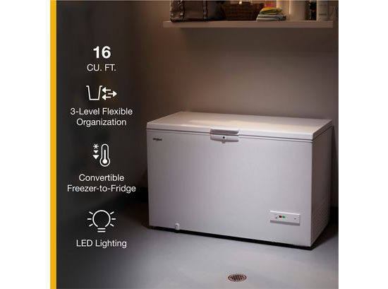 16 Cu. Ft. Convertible Chest Freezer with 3 Storage Levels
