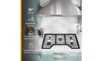 36-inch Gas Cooktop with EZ-2-Lift™ Hinged Cast-Iron Grates