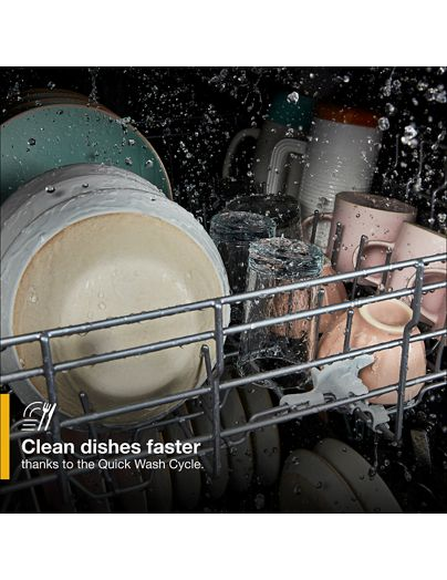 Quiet Dishwasher with Boost Cycle and Pocket Handle