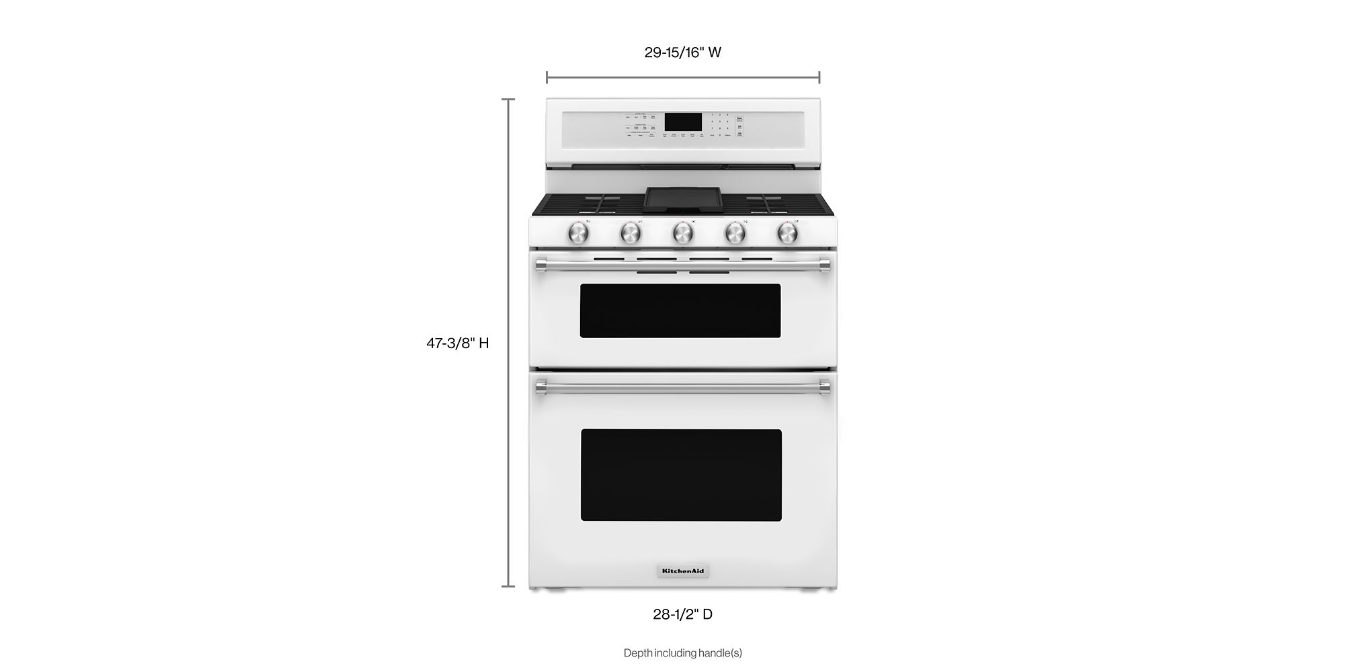 30-Inch 5 Burner Gas Double Oven Convection Range