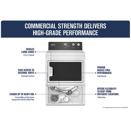 Commercial-Grade Residential Electric Dryer - 7.4 cu. ft.