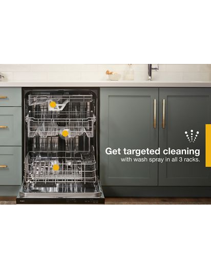 Fingerprint Resistant Quiet Dishwasher with 3rd Rack & Large Capacity