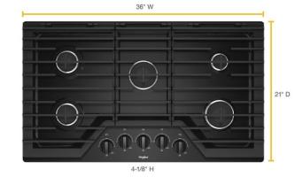 36-inch Gas Cooktop with EZ-2-Lift™ Hinged Cast-Iron Grates.