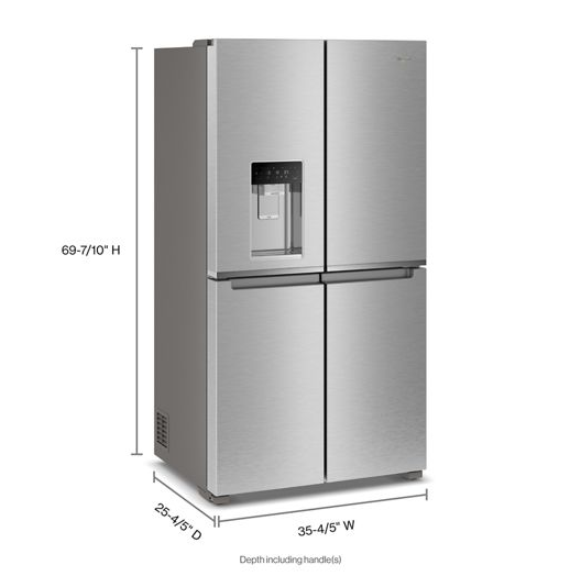36-Inch Counter Depth 4 Door Refrigerator with Ice Maker in Door