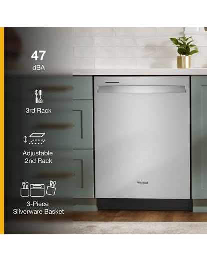 Large Capacity Dishwasher with 3rd Rack.
