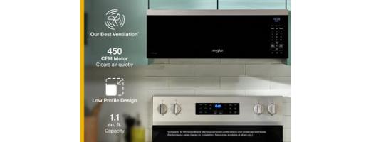 1.1 cu. ft. Smart Low Profile Microwave Hood Combination with 450 CRM 4-Speed Venting