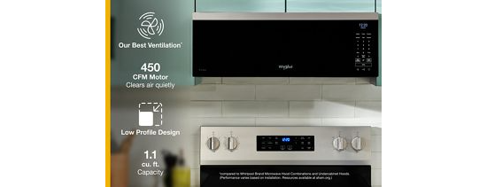 1.1 cu. ft. Smart Low Profile Microwave Hood Combination with 450 CRM 4-Speed Venting