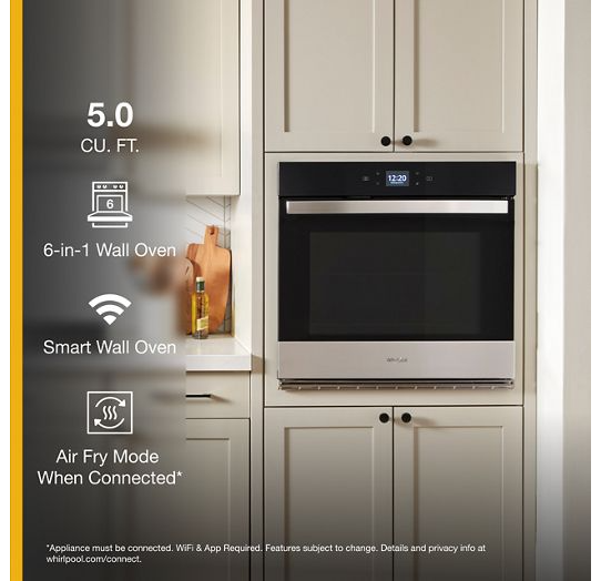5.0 Cu. Ft. Single Wall Oven with Air Fry When Connected.
