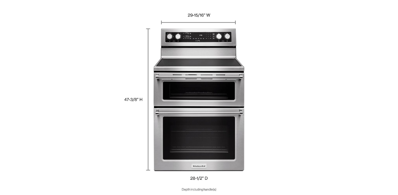 30-Inch 5 Burner Electric Double Oven Convection Range