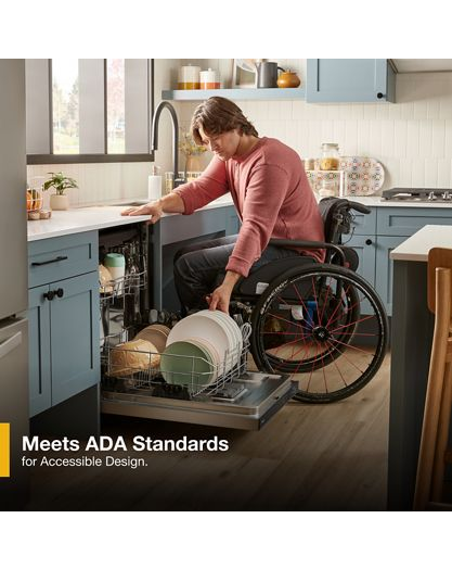 44 dBA ADA Compliant Dishwasher Flush with Cabinets with 3rd Rack