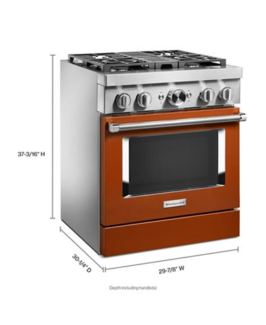 KitchenAid® 30'' Smart Commercial-Style Dual Fuel Range with 4 Burners