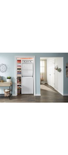 3.5 cu.ft Long Vent Gas Stacked Laundry Center 9 Wash cycles and Wrinkle Shield™