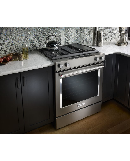 30-Inch 4-Burner Dual Fuel Downdraft Slide-In Range