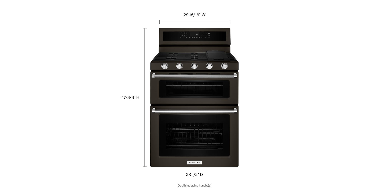 30-Inch 5 Burner Gas Double Oven Convection Range