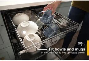 Fingerprint Resistant Dishwasher with 3rd Rack & Large Capacity