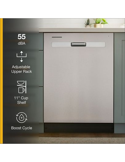 Quiet Dishwasher with Adjustable Upper Rack