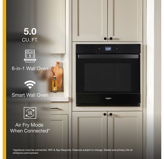 5.0 Cu. Ft. Single Wall Oven with Air Fry When Connected.