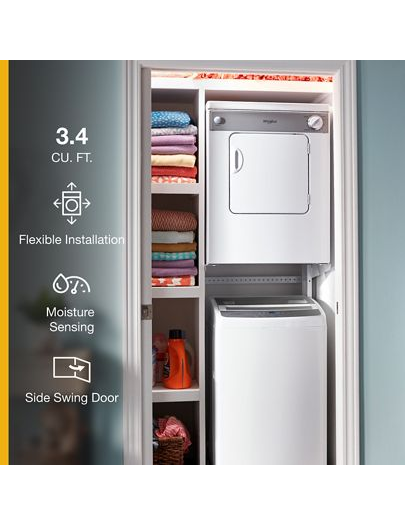3.4 cu. ft. Compact Front Load Dryer with Flexible Installation