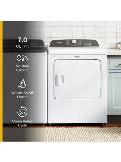 7.0 Cu. Ft. Whirlpool® Top Load Electric Dryer with Moisture Sensor
