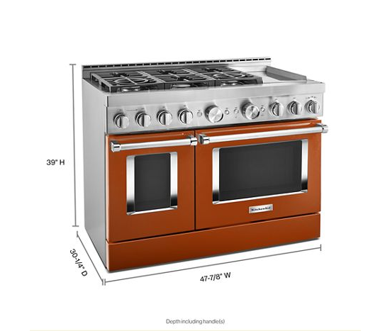  KitchenAid® 48'' Smart Commercial-Style Gas Range with Griddle