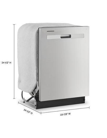Quiet Dishwasher with Adjustable Upper Rack