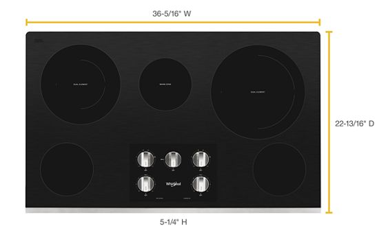 36-inch Electric Ceramic Glass Cooktop with Two Dual Radiant Elements
