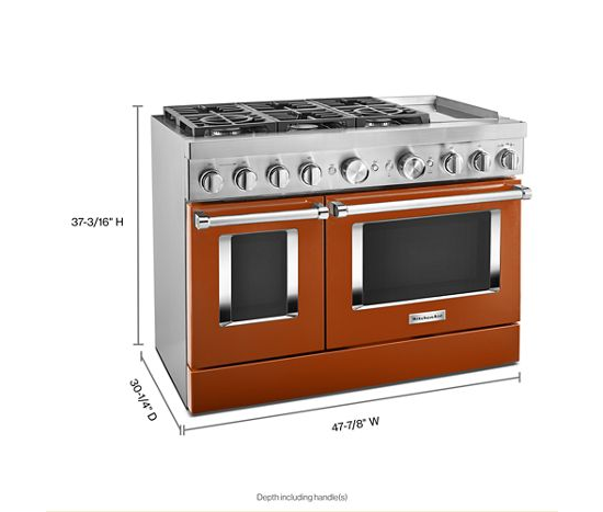 KitchenAid® 48'' Smart Commercial-Style Dual Fuel Range with Griddle