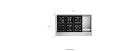 KitchenAid® 48'' 6-Burner Commercial-Style Gas Rangetop with Griddle