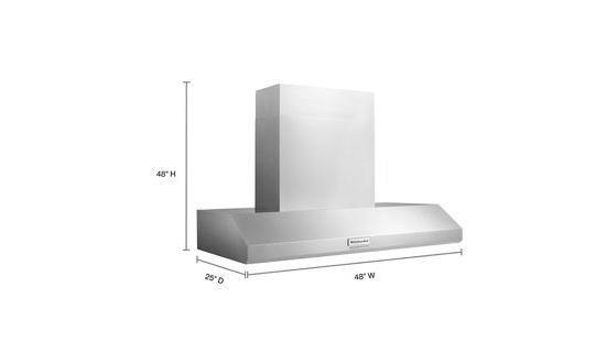 48'' 585 or 1170 CFM Motor Class Commercial-Style Wall-Mount Canopy Range Hood.