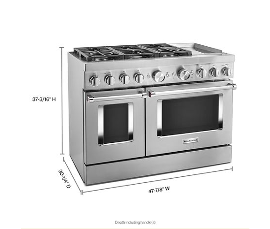 KitchenAid® 48'' Smart Commercial-Style Dual Fuel Range with Griddle