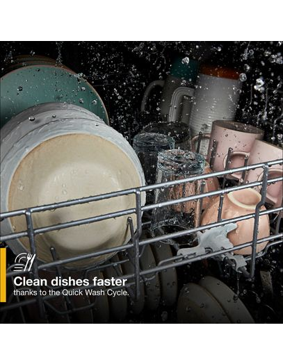 Quiet Dishwasher with Boost Cycle and Pocket Handle