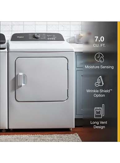 7.0 Cu. Ft. Long Vent Gas Moisture Sensing Dryer.