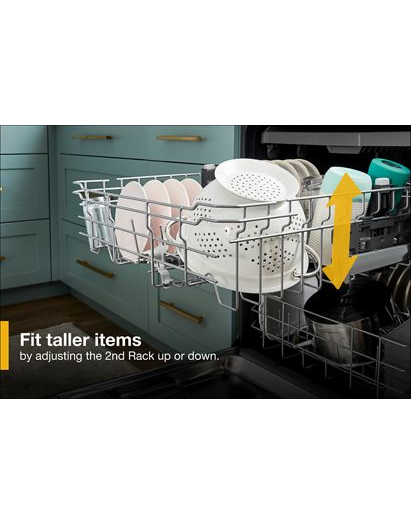 Eco Series Quiet Dishwasher with a washing 3rd Rack & Water Repellent Silverware Basket