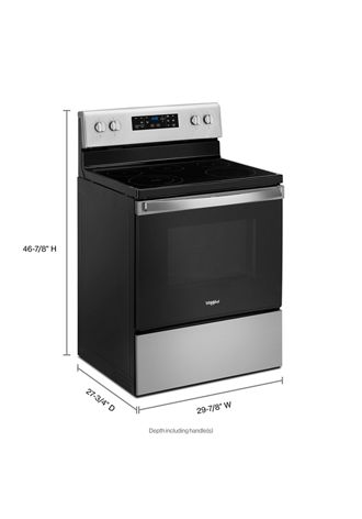 5.3 cu. ft. Whirlpool® electric range with Frozen Bake™ technology.