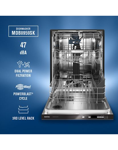 Top control dishwasher with Third Level Rack and Dual Power Filtration