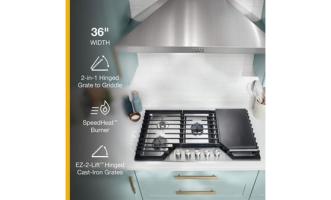 36-inch Gas Cooktop with 2-in-1 Hinged Grate to Griddle