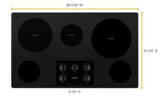 36-inch Electric Ceramic Glass Cooktop with Two Dual Radiant Elements