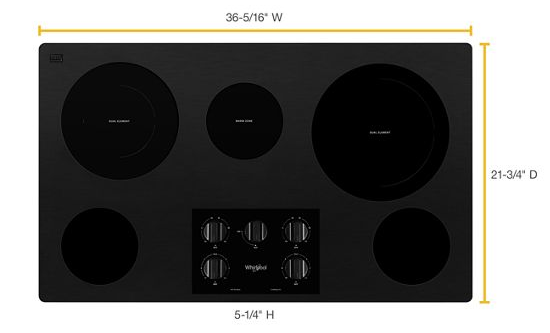 36-inch Electric Ceramic Glass Cooktop with Two Dual Radiant Elements
