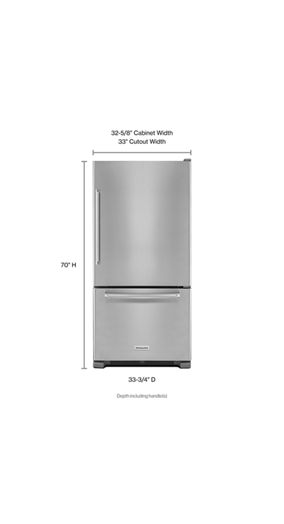 22 cu. ft. 33-Inch Width Full Depth Non Dispense Bottom Mount Refrigerator
