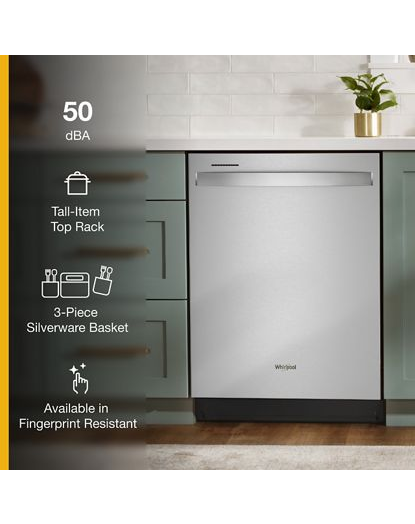 Large Capacity Dishwasher with Tall Top Rack