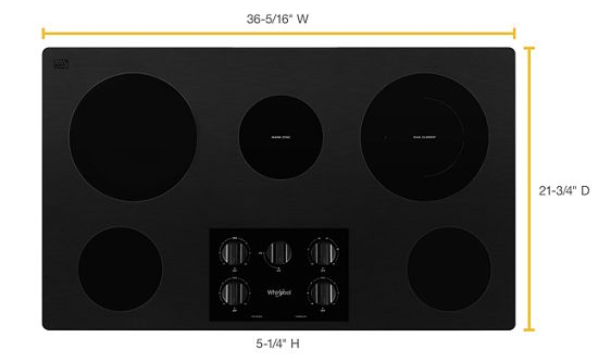 36-inch Electric Ceramic Glass Cooktop with Dual Radiant Element