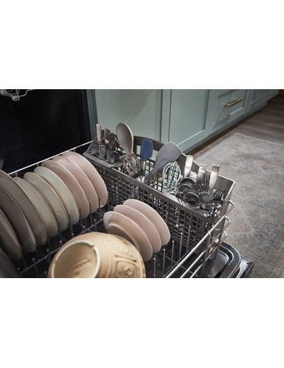 Quiet Dishwasher with Boost Cycle and Pocket Handle