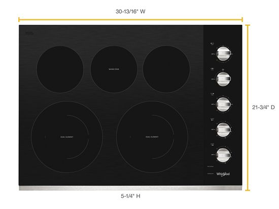 30-inch Electric Ceramic Glass Cooktop with Two Dual Radiant Elements