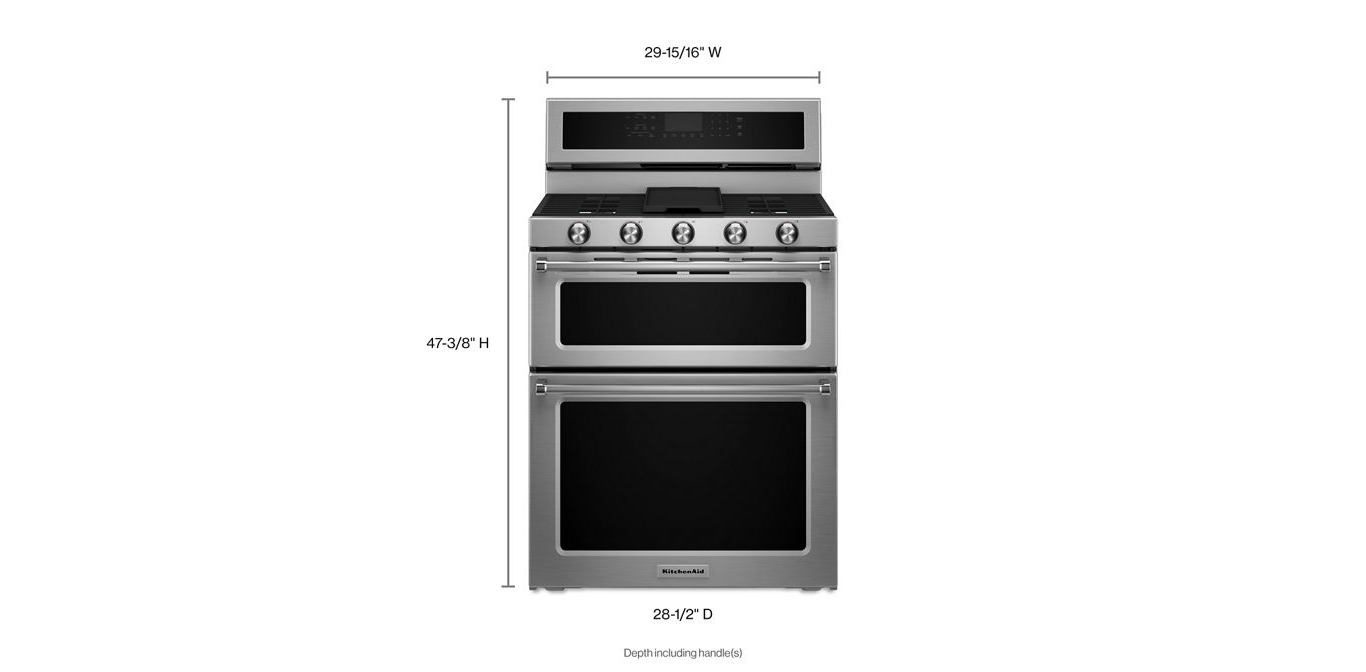30-Inch 5 Burner Dual Fuel Double Oven Convection Range