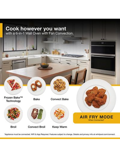 6.4 Total Cu. Ft. Combo Wall Oven with Air Fry When Connected.