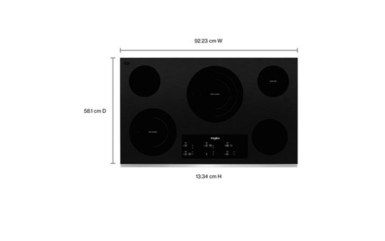 36-inch Electric Ceramic Glass Cooktop with Triple Radiant Element